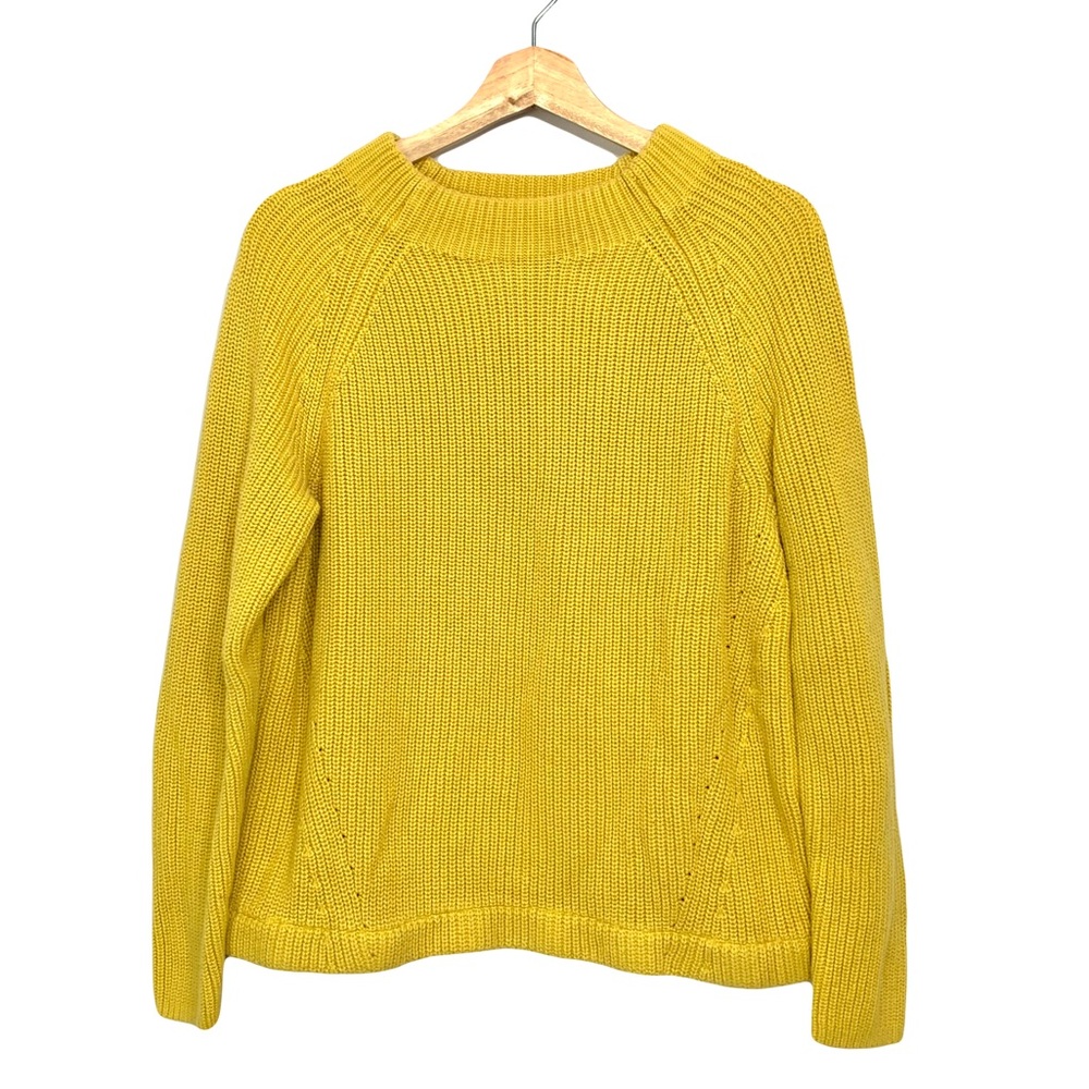 Lands End Petite Golden Yellow Mock Neck Chunky Knit Long Sleeve Sweater XL